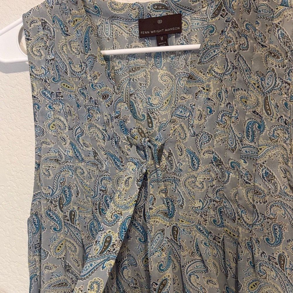Fenn Wright Manson Paisley Blouse - Blue and Gray sheer Medium - Picture 3 of 6